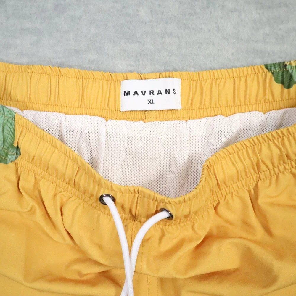 Mavrans Monkey‎ Swim Short Mens XL Yellow Tropical Banana Leaf Print Beach Trunk